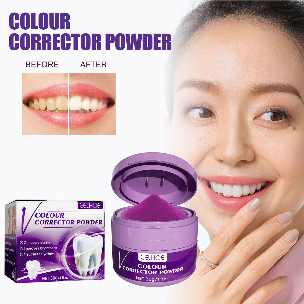 EELHOE v34 Whitening Tooth Powder for Fresh Breath