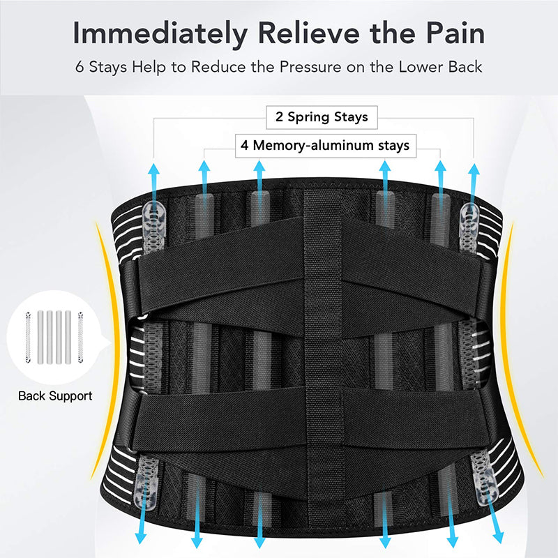 Breathable Black Back Support Belt for Pain Relief