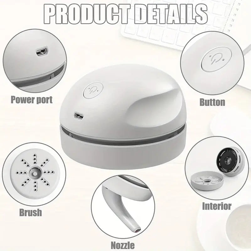 Mini Desktop Handheld Vacuum Cleaner - 12W, USB Rechargeable