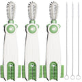3 in 1 Cup Lid Cleaning Brush Set 3 Pack Multifunctional Cleaning Brush Baby Bottle Brushes Set Water Bottle Cleaner BrushHome Kitchen Cleaning Tools Portable Lid Cleaner with Brush(Green)