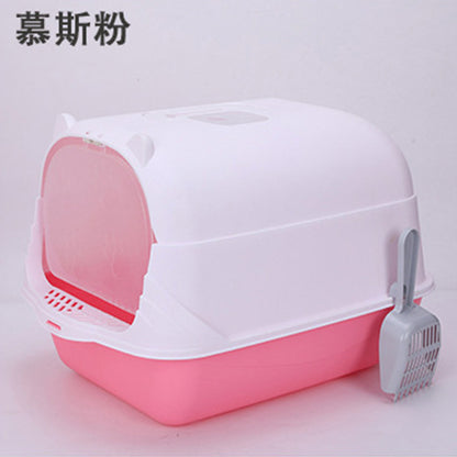 Large Half-Enclosed Cat Litter Box for Big Cats