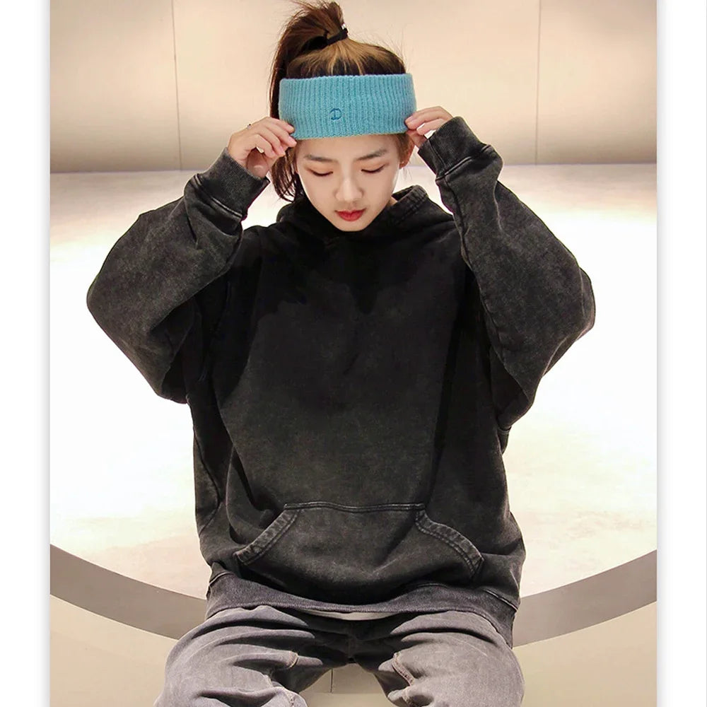 Customizable Retro Washed Cotton Oversized Hoodies