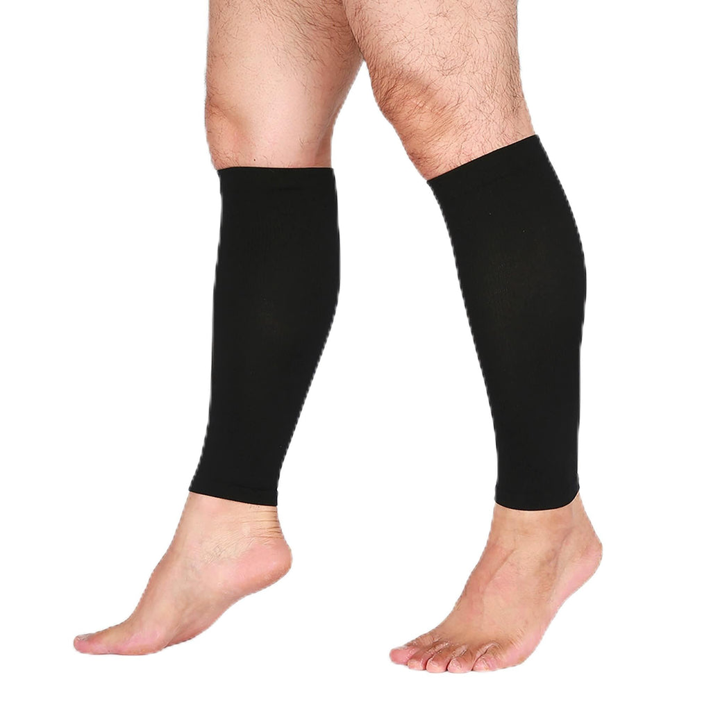 bounfend® Calf Compression Sleeves Socks for Men & Women (20-30mmHg) Leg Plus Size Medical Grade for Varicose Veins Swelling Shin Splint Edema Nurses & Maternity Running Black L