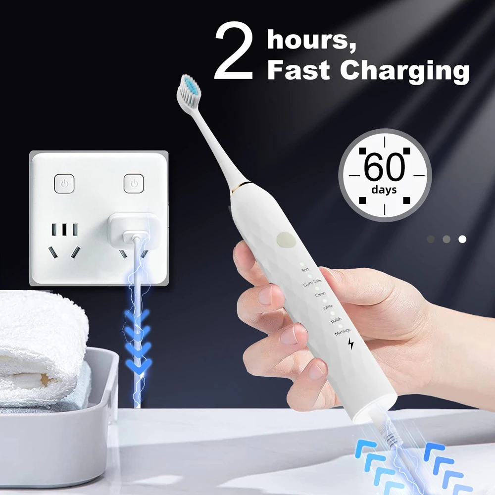 New Sonic Charging Electric Toothbrush with 6 Modes