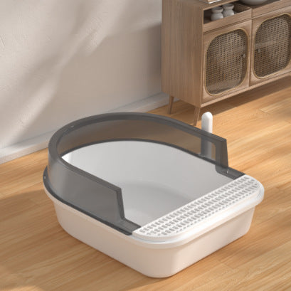 Large Semi-Enclosed Cat Litter Box for Pets