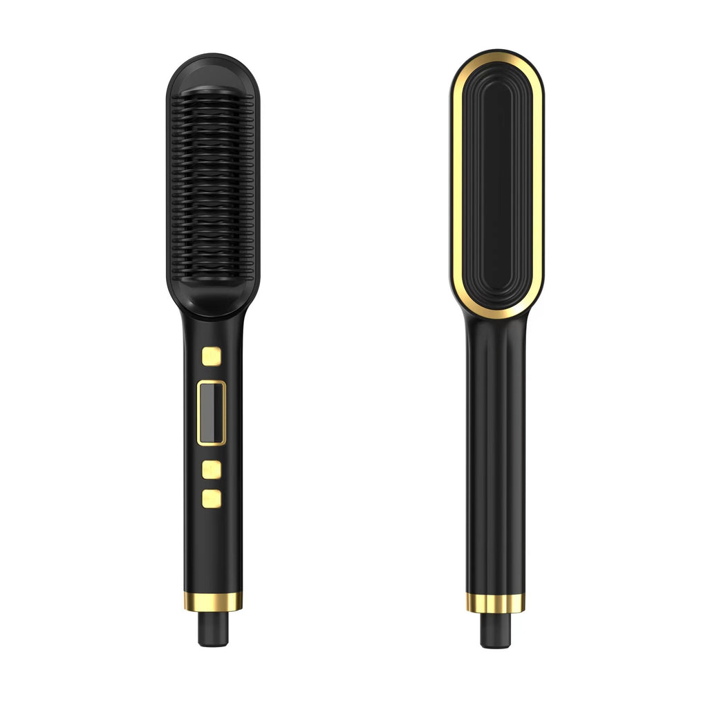 LCD Hair Straightening Comb with Dual-Use Curling Iron