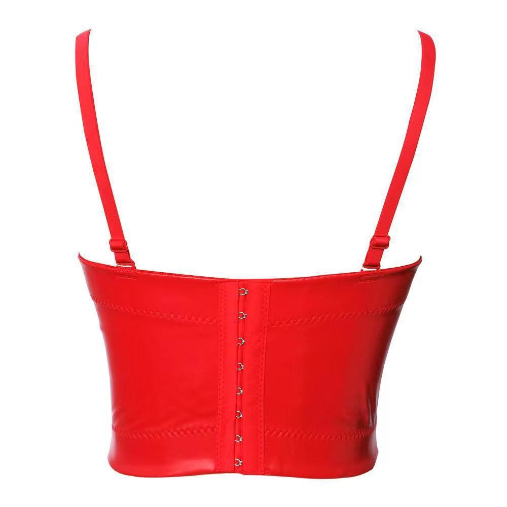 PU Leather Corset Top with Straps for Women