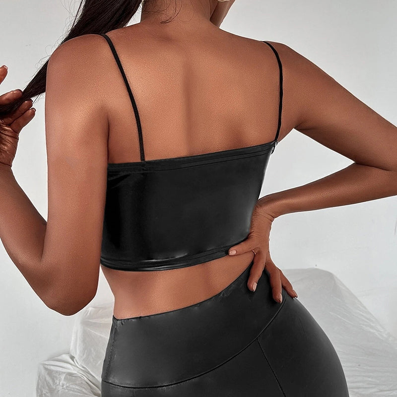 Women's Short Sexy Patent Leather Corset Vest